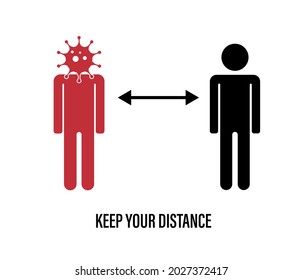 The new normal concept is social distancing.  Vector illustration. Stock image.