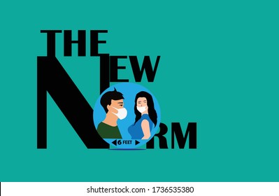 New normal concept. Social life in lockdown concept. New normal lifestye after outbreak . After the Coronavirus causing the way of life of humans will change to new normal. Wear face mask vector. 