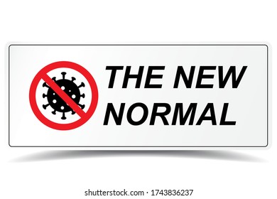 New normal concept word lettering sign icons for post covid-19 coronavirus disruption vector for web, print, banner, flyer