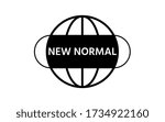 New normal concept word and world globe background banner, What will be The new normal after COVID-19 concept disruption human lifestyle,World map wearing mask isolate on white background,New behavior
