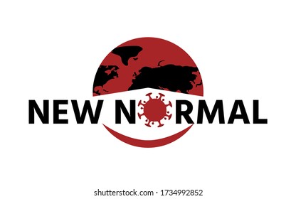 New normal concept word and world globe background banner, What will be The new normal after COVID-19 concept disruption human lifestyle, World map wearing mask isolate on white background, New behavior