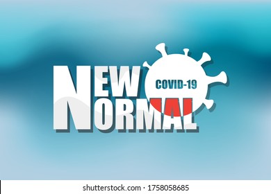 New normal for covid-19 sign and blue wave background, Corona virus background.