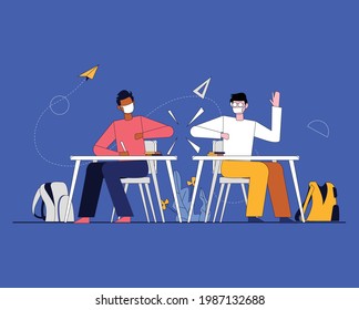 New normal education illustration vector concept