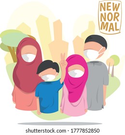new normal family using mask