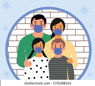 The New Normal Family Wearing Protective Medical Mask