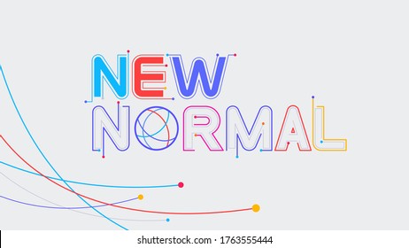 New normal global tech text letter wording concept dot line elements