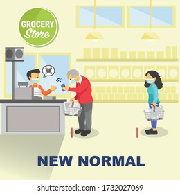 New Normal, Grocery Open With Physical Distancing And Cashless Society