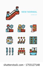 New normal icons set for webpage, application, card, printing, social media, posts etc.
