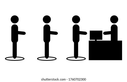 new normal illustration everyone keeps their distance and queued when paying at a shopping center or other place