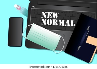 New Normal Illustration in work place, office, school or home.