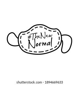 new normal lettering campaign in face mask hand made line style vector illustration design