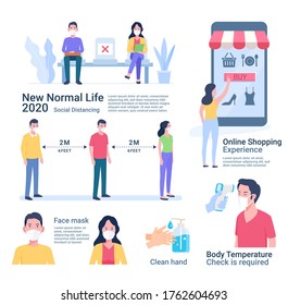 New normal life 2020 vector illustrations.