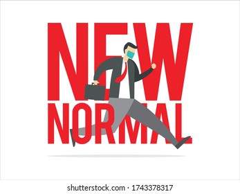 NEW NORMAL life style in covid-19 pandemic vector flat illustration