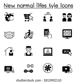 New normal life style icons set vector illustration graphic design