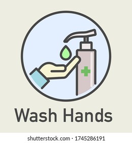New Normal Life: Wash Hands Symbol flat design 