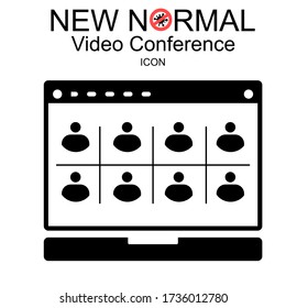 New normal lifestye concept. After Outbreak . After the Coronavirus or Covid-19 causing the way of life of humans to change to new normal.Video conference icon.