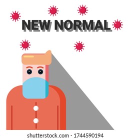 Nuevo concepto de estilo de vida normal ilustración de diseño plano. Después del brote. Después del Coronavirus o del Covid-19, causando que el modo de vida de los seres humanos cambie a una nueva normalidad.