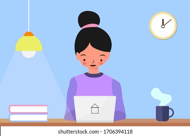 New normal lifestyle and behavior concept,After outbreak,After COVID-19 or corona virus causing the way of life of humans to change,Pink cheek character are working on table under the light,Rosy cheek