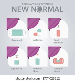 new normal lifestyle illustration. new normal ,wash hands,wear a mask,Health care.Vector lifestye and social distancing concept. corona virus prevention infographic , New normal lifestyle concept.