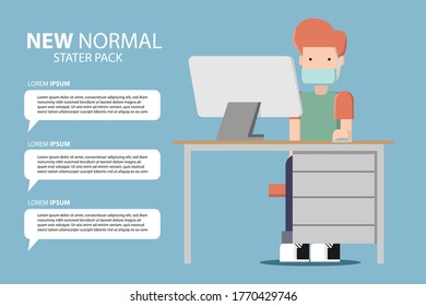 New normal lifestyle. People wearing mask in public. flat character vector illustration.