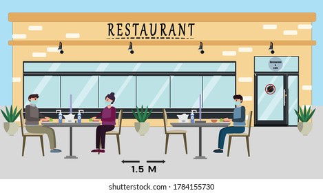 New Normal lifestyle in restaurant 