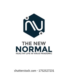 New normal logo concept design template. After the epidemic the COVID-19 virus caused the new normal life worldwide. Vector illustration.