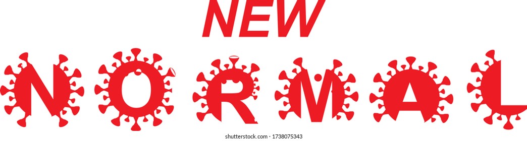 New normal logo concept word and world globe with Coronavirus red white banner background illustration. New normal after COVID-19 concept background disruption human lifestyle vector illustration.