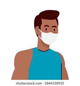 New normal of man with mask design of covid 19 virus and prevention theme Vector illustration