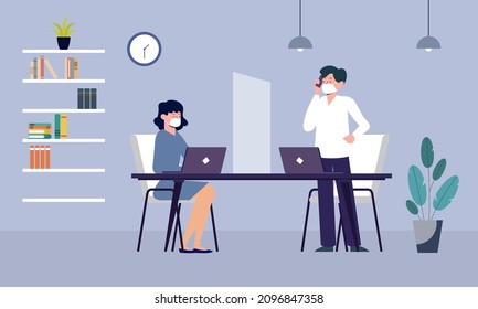 New normal at the office concept illustration