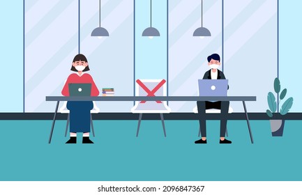 New normal at the office concept illustration