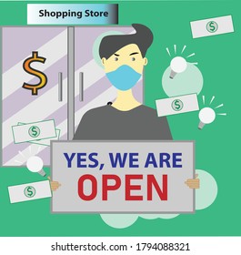 NEUE NORMALE ERÖFFNUNGSSTORE UND Öffnung des Marktes