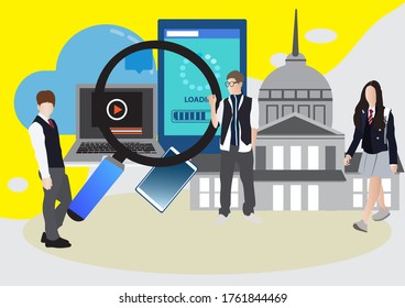 new normal our school everything had changed after covid 19 outbreak vector illustration isolated on background 