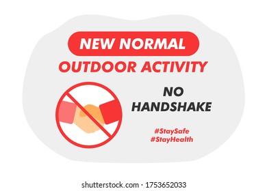 New Normal Outdoor Activity - No Handshake - Vector Flat Design Illustration : Suitable for Lifestyle Theme, Education Theme, Health / Medical Theme, Infographics and Other Graphic Related Assets.
