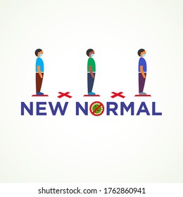 Nuevo normal. Las personas se mantienen distantes unas de otras y usan la prevención de la máscara facial de COVID-19. Nuevo concepto de estilo de vida normal.