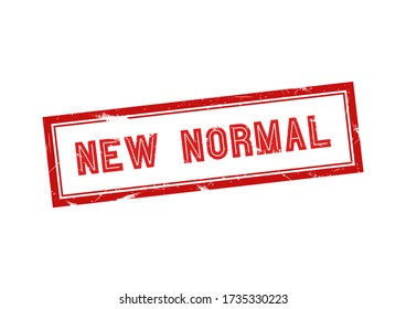 New normal with red grunge rubber stamp. Vector illustration.