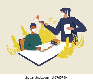 New normal school education flat illustration vector concept