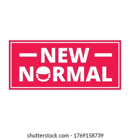 New Normal slogan at red banner, vector design for sticker, sign, and t-shirt