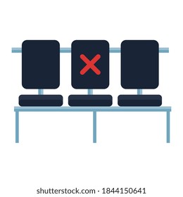 New normal social distancing of chairs design of covid 19 virus and prevention theme Vector illustration