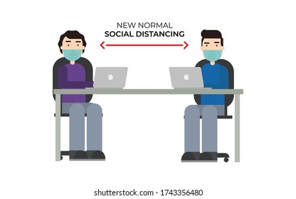new normal and social distancing illustration