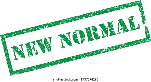 New Normal Stamp. Green Text Rubber Stamp Ink - Vector.