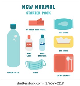 New Normal Starter Pack Flat Design Vector Illustration