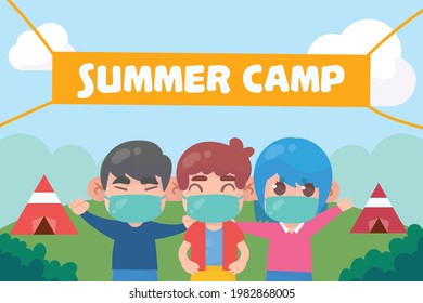 New normal in summer camps premium Vector
