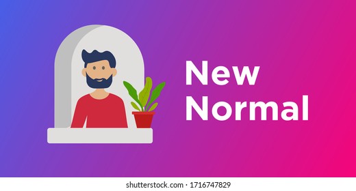 New normal text banner, vector 