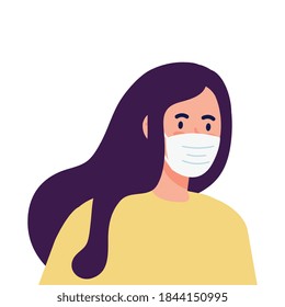 New normal of woman with mask design of covid 19 virus and prevention theme Vector illustration