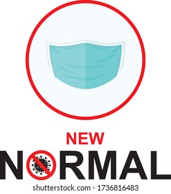 NEW NORMAL word on 3 ply face surgical mask. Life after pandemic concept