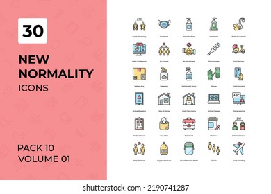 New Normality icons collection. Set contains such Icons as corona, corona virus, coronavirus, covid, covid-19, and more 