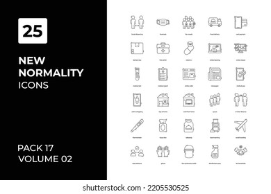 New Normality icons collection. Set vector line with elements for mobile concepts and web apps. Collection modern icons.