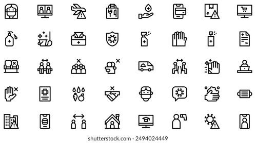 New Normality Icons collection is a vector illustration with editable stroke, offering versatility and customization. Perfect for various design needs, it includes high-quality graphics.