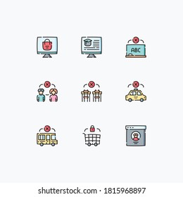 New normality icons set color with white background - vector