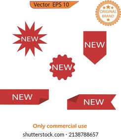 New note label, mark tag, sticker, corner and badge set. New tag ribbon and banner vector. New selling condition etiquette with promotion message to arrival advertise, 